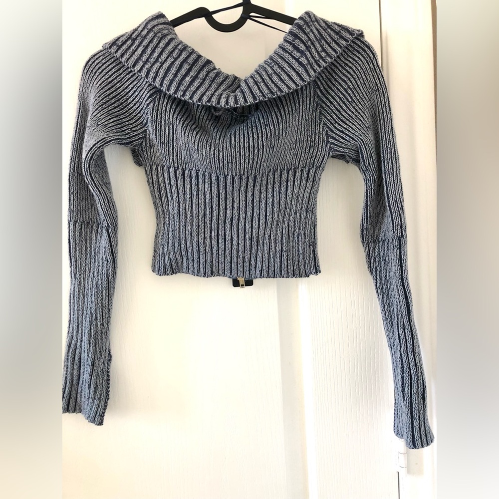 NWT Fashion Nova Navy and White Knit Sweater - Picture 5 of 5